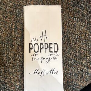 White “He Popped the question Mr & Mrs” Favor Bags